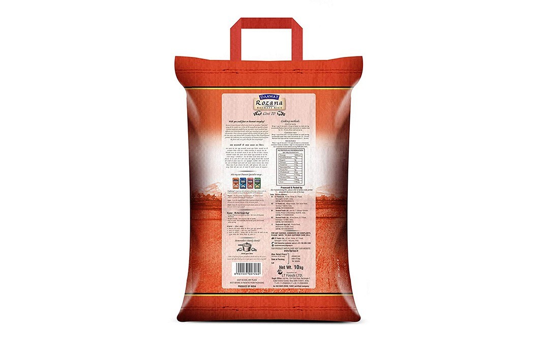 Daawat Rozana Gini Basmati Rice   Pack  10 kilogram